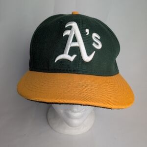 NEW ERA Cap OAKLAND Athletics Size 7 1/4 Baseball Green And Yellow